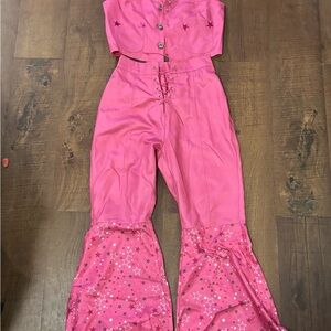 Barbie Pink Cowgirl Vest and Flared pants with Lace-Up Waist.